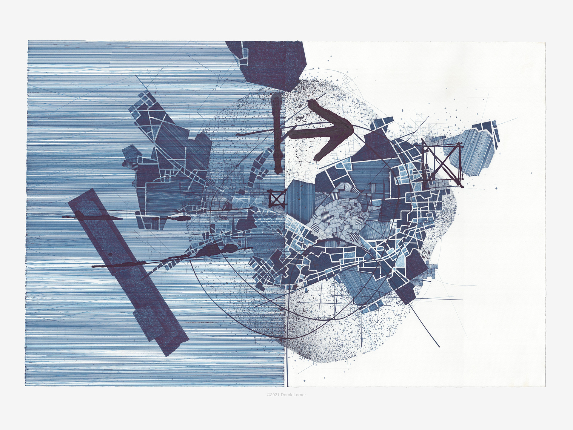 Asvirus 134, 2021 Ink on paper 24" x 36" (60.96cm x 91.44cm) by Derek Lerner