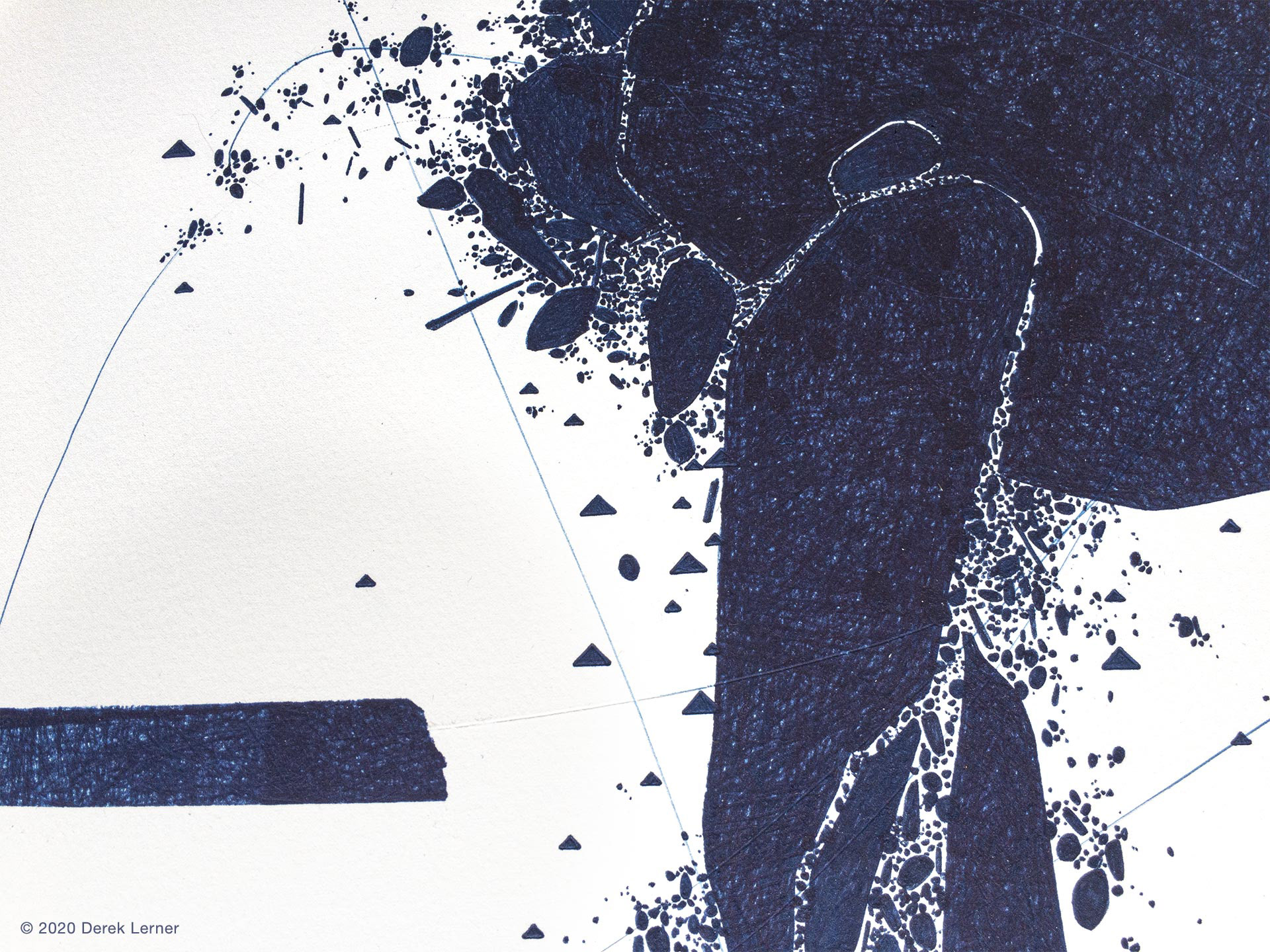 Asvirus 120 by Derek Lerner 2020 Ink on paper 20" x 13" (51cm x 33cm)