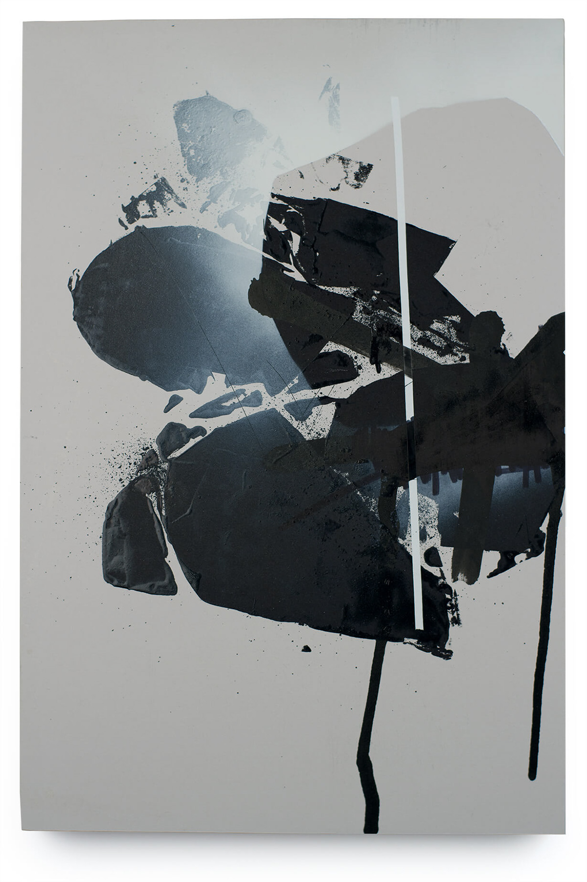 Asvirus 18, Derek Lerner 2011 Ink, enamel, correction tape, and gesso on paper on wood panel 18” x 12” x 1.75” (45.72 x 30.48 x 4.445 cm)