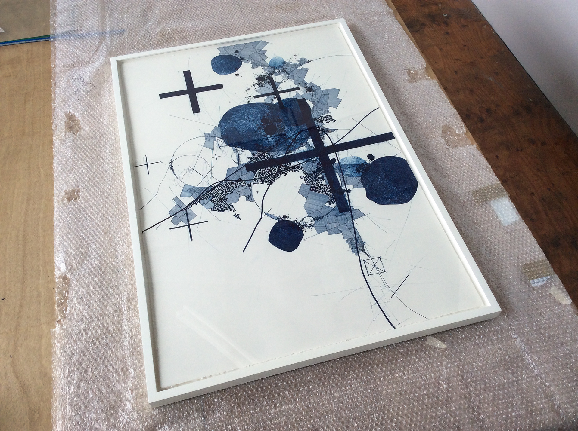 Derek Lerner, Reviewing frame for Asvirus 58, 2015 Ink on paper 44" x 30" (1.1m x 76cm)