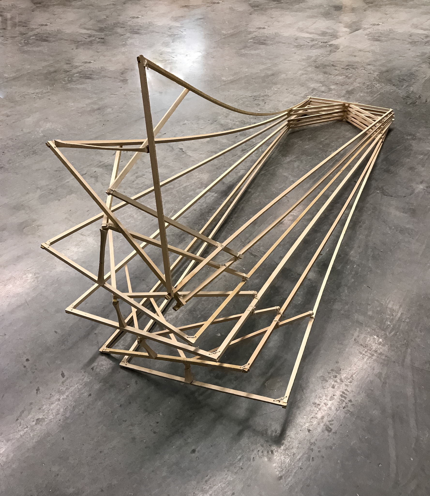 Crest, 7x2x3 feet, Recycled Wood, Cotton String, Instillation Shot, 2017 