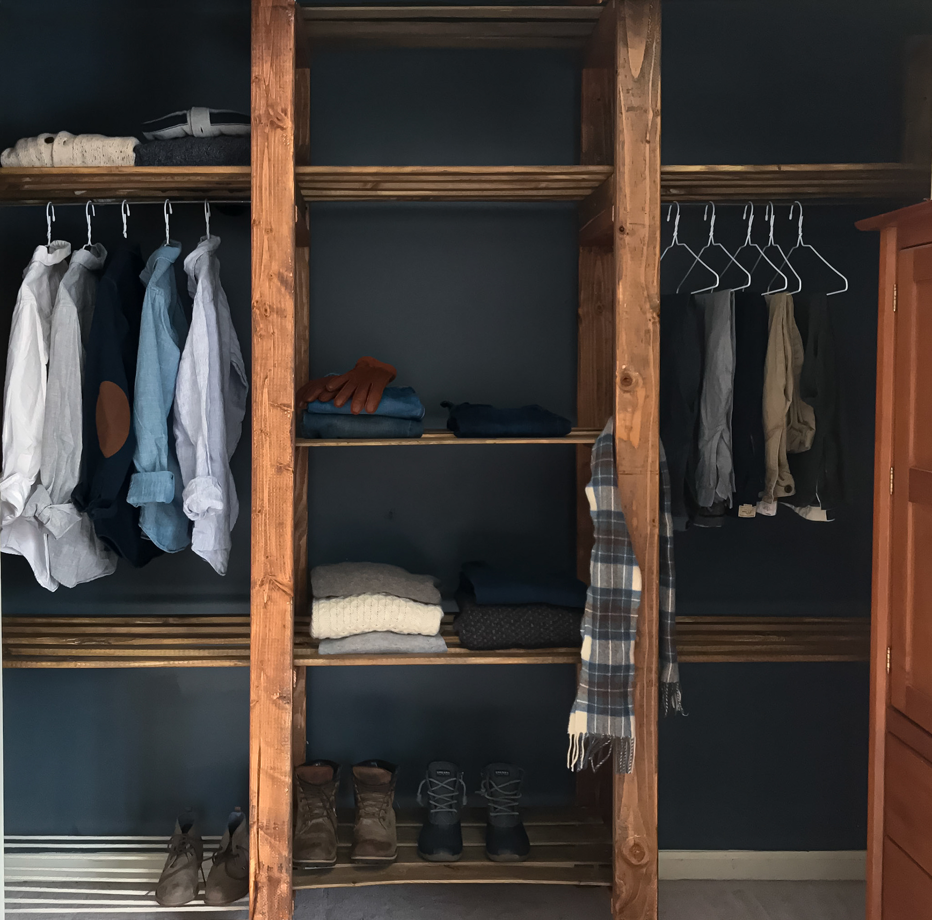 The Helm Closet Collection: Custom built in closet from recycled decking, 2019