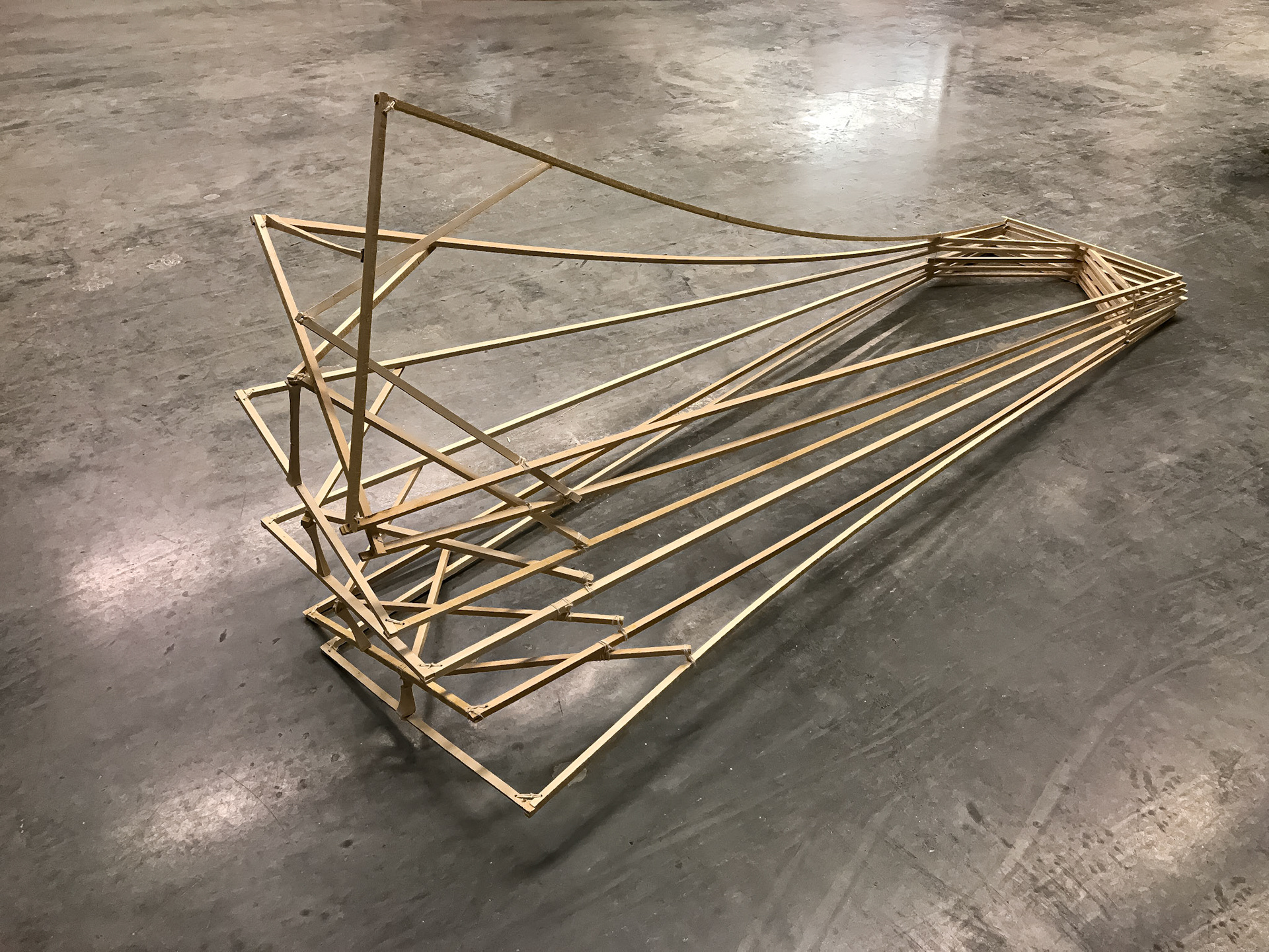 Crest, 7x2x3 feet, Recycled Wood, Cotton String, Instillation Shot, 2017 