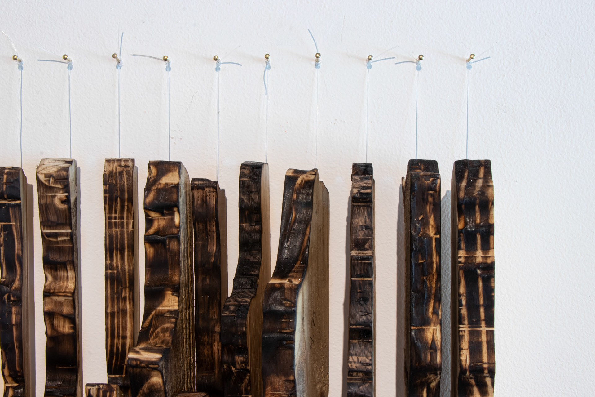 Origin: Roots of Plastic, 53x25 Inches, Locally Reclaimed Pallet Wood, Recycled Plastic Fishing Line, Brass Nails, Plastic Bag, Instillation Shot, 2019