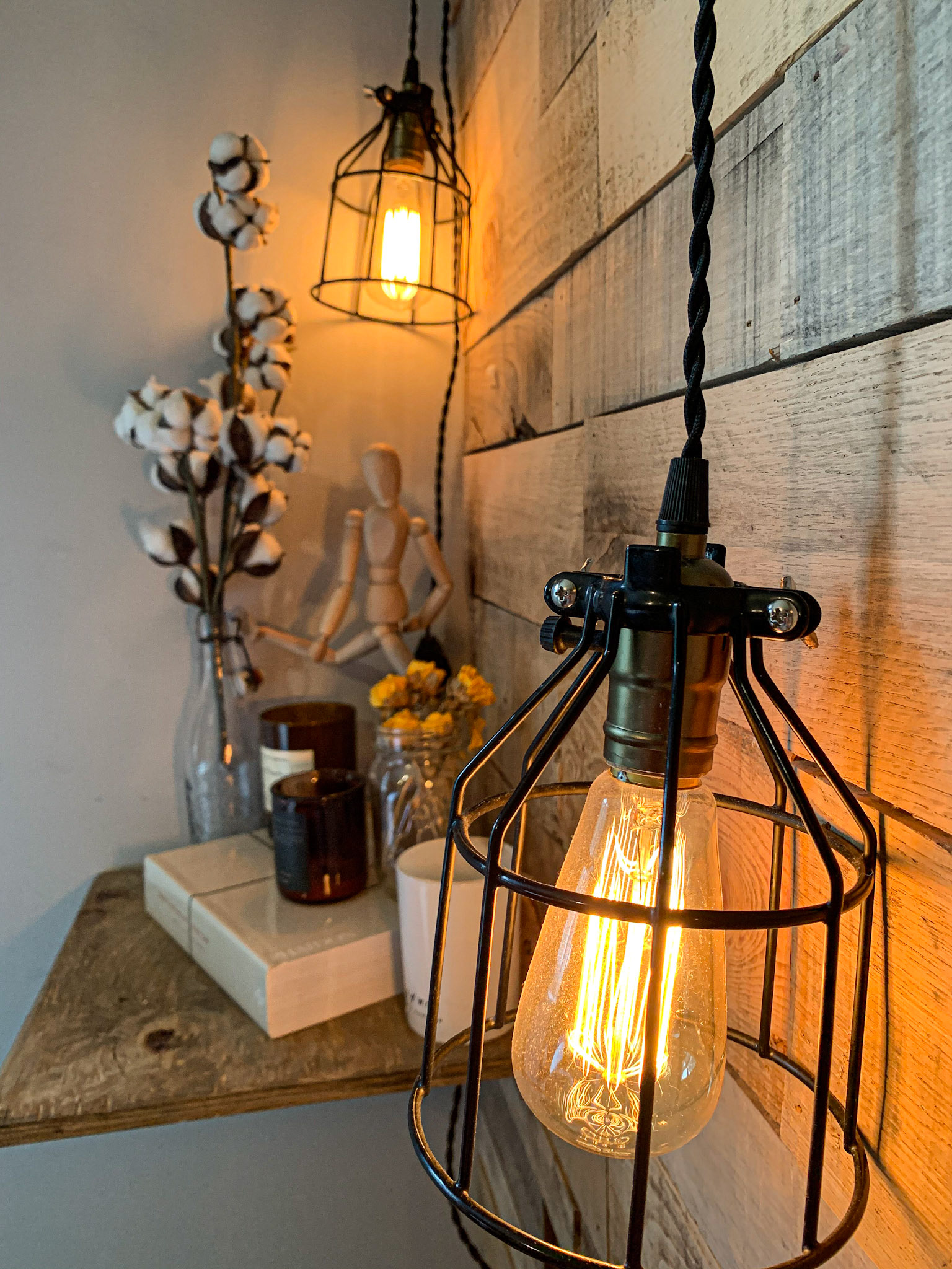 The Reclaim New England Collection: Custom reclaimed New England pallet wood wall and built-in side table, 2019