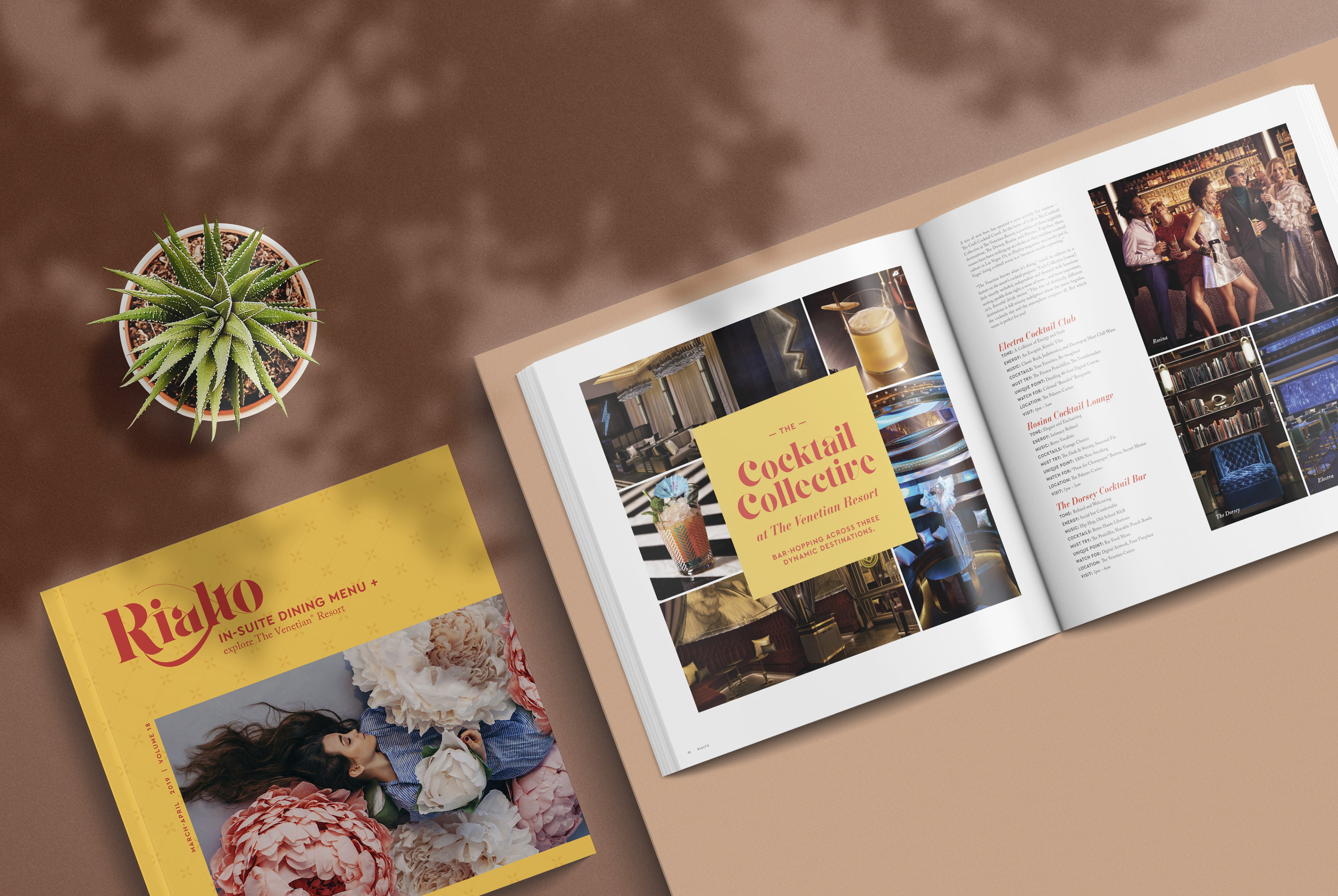Rialto magazine cover and cocktail collective spread