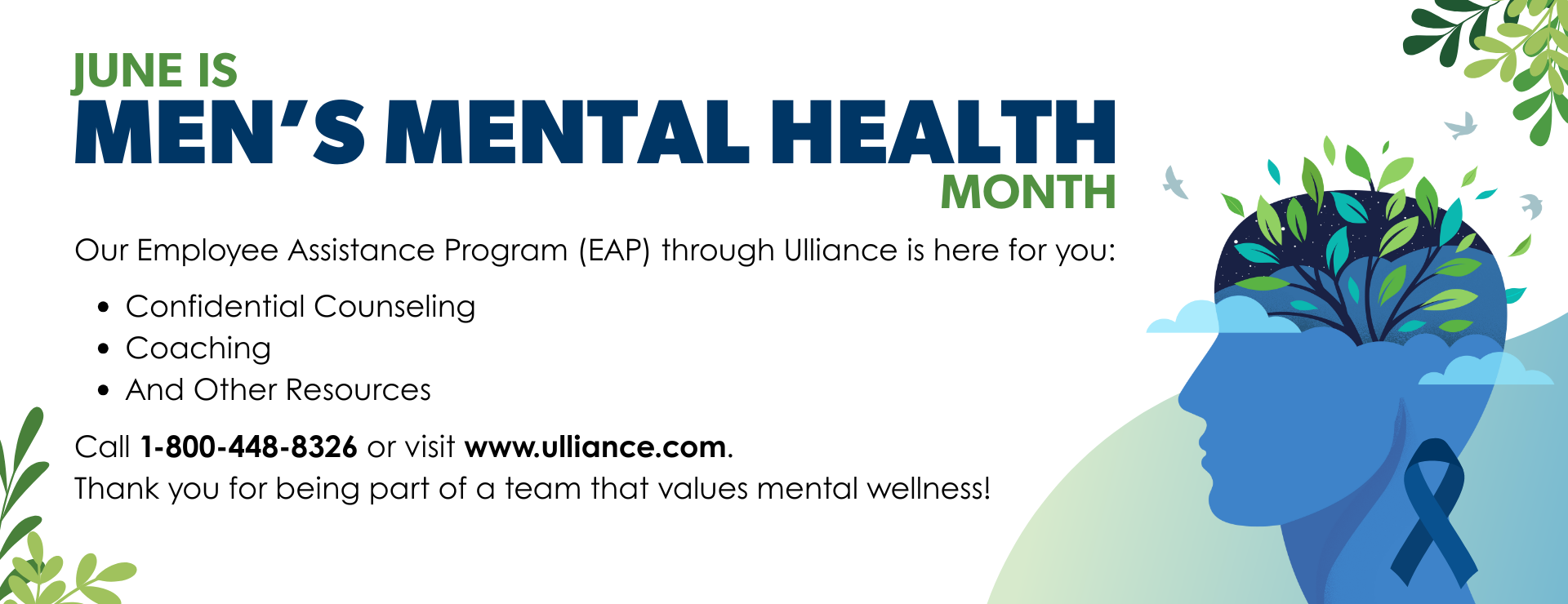 I created many internal TV display ads, collaborating with multiple departments, including working with BWL’s Wellness team to create an ad for Men’s Mental Health Awareness Month