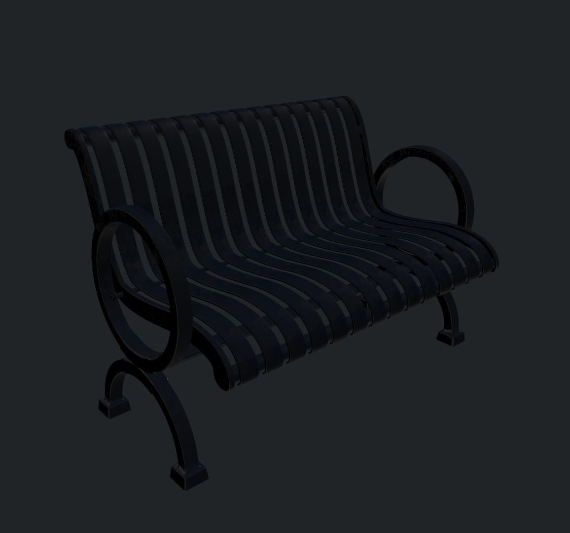 Park Bench, Modeling: 3D Max, Textures: Substance Painter, Rendering: Substance Painter