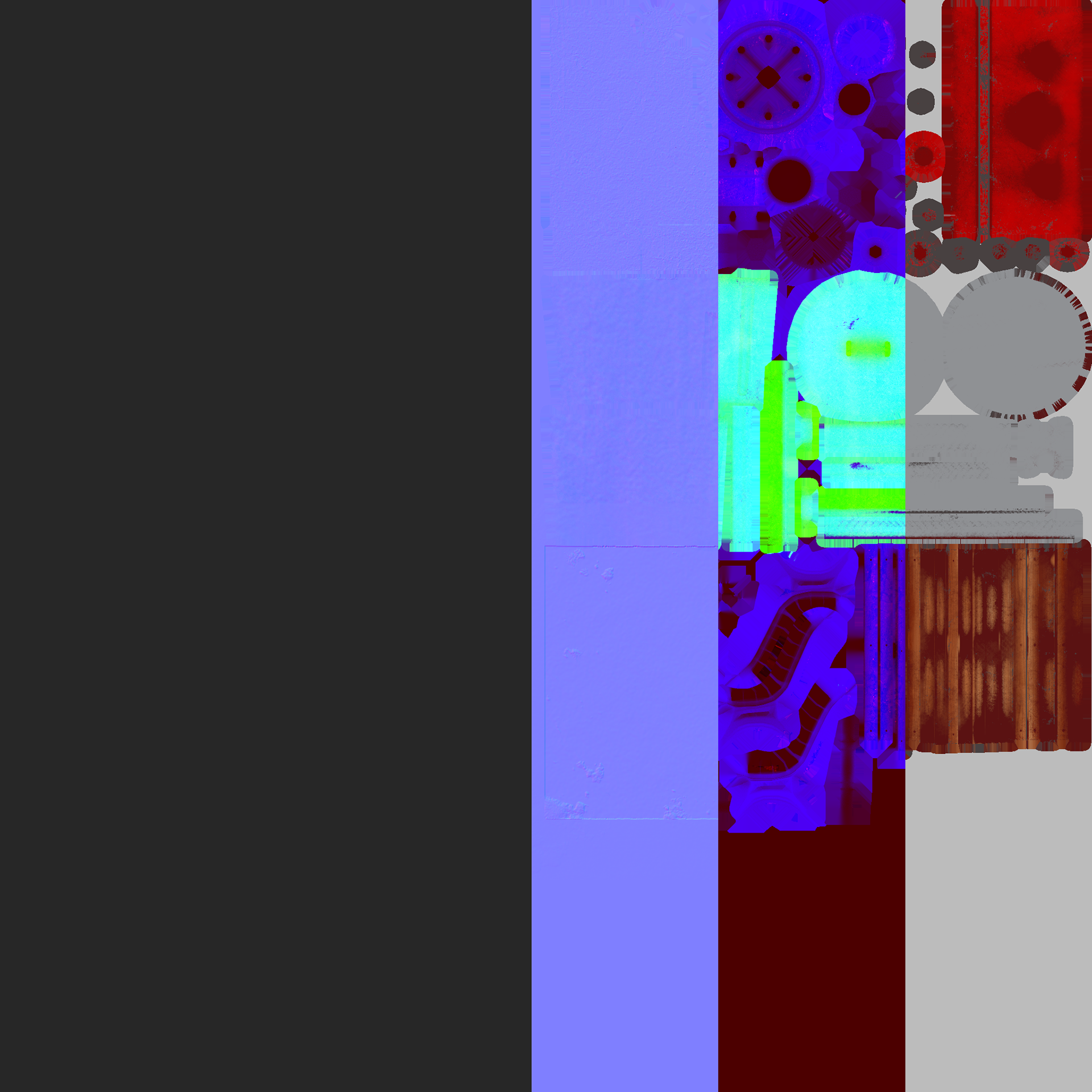 Fire Hydrant Uvs, Park Bench 2 Uvs, Base Color, Normal, Compiled Roughness Metallic Ambient Occlusion