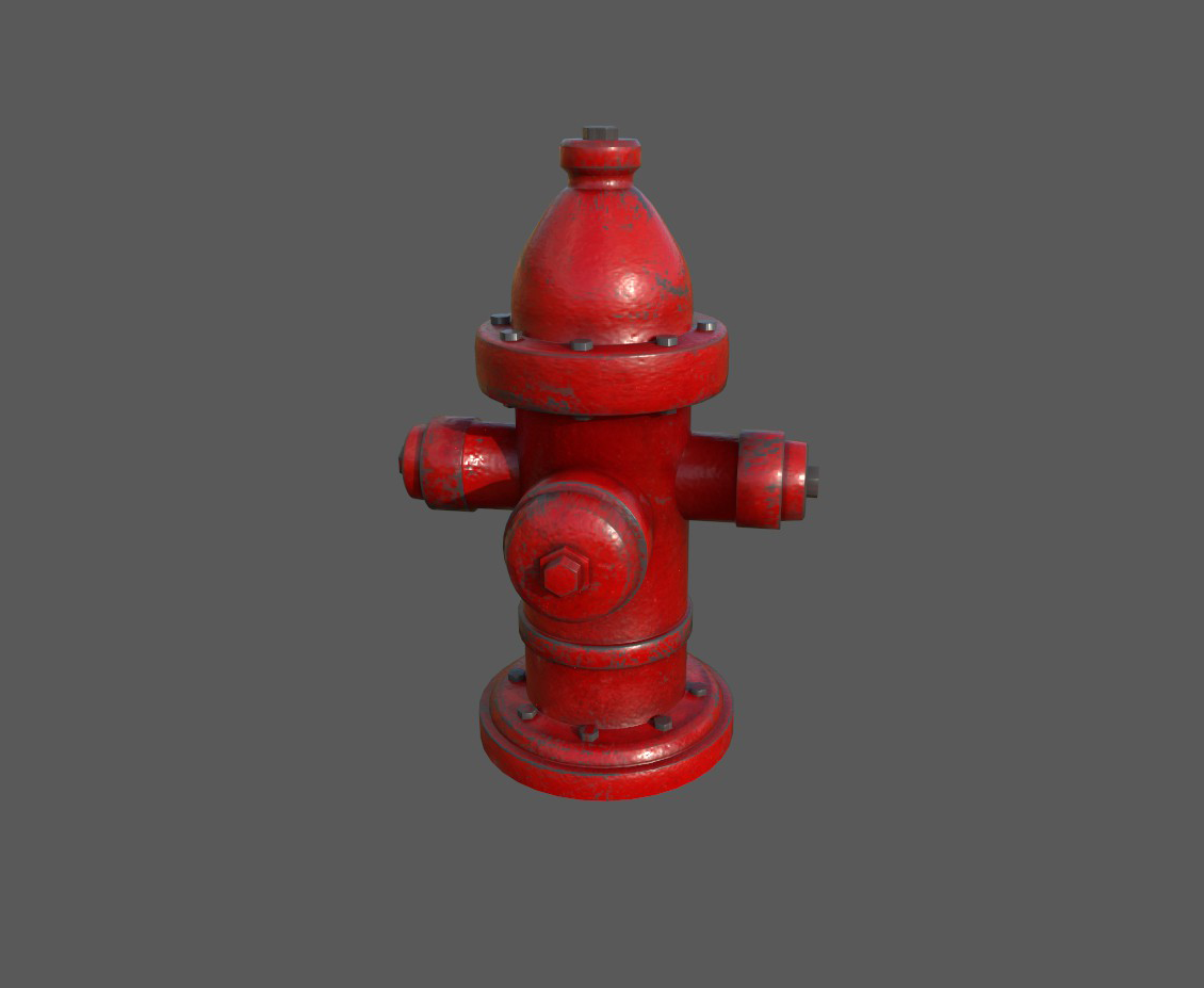 Fire Hydrant,  Modeling: 3D Max, Textures: Substance Painter, Rendering: Substance Painter
