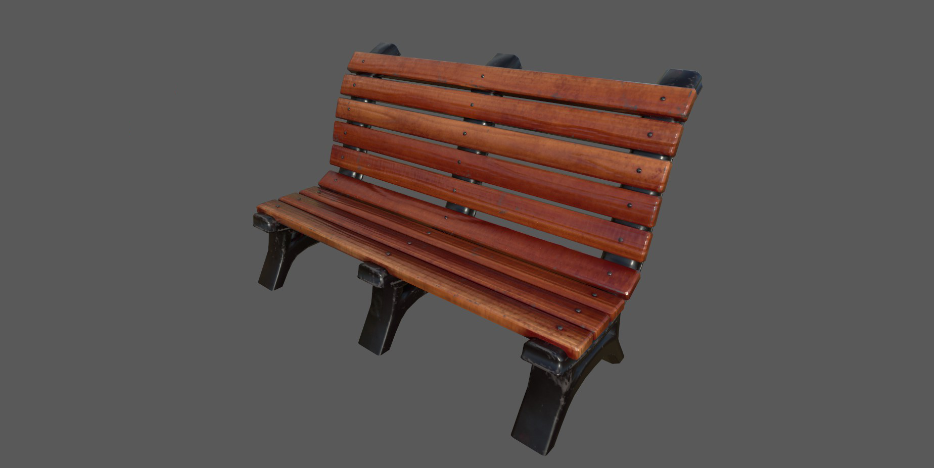Park Bench 2, Modeling: 3D Max, Textures: Substance Painter, Rendering: Substance Painter