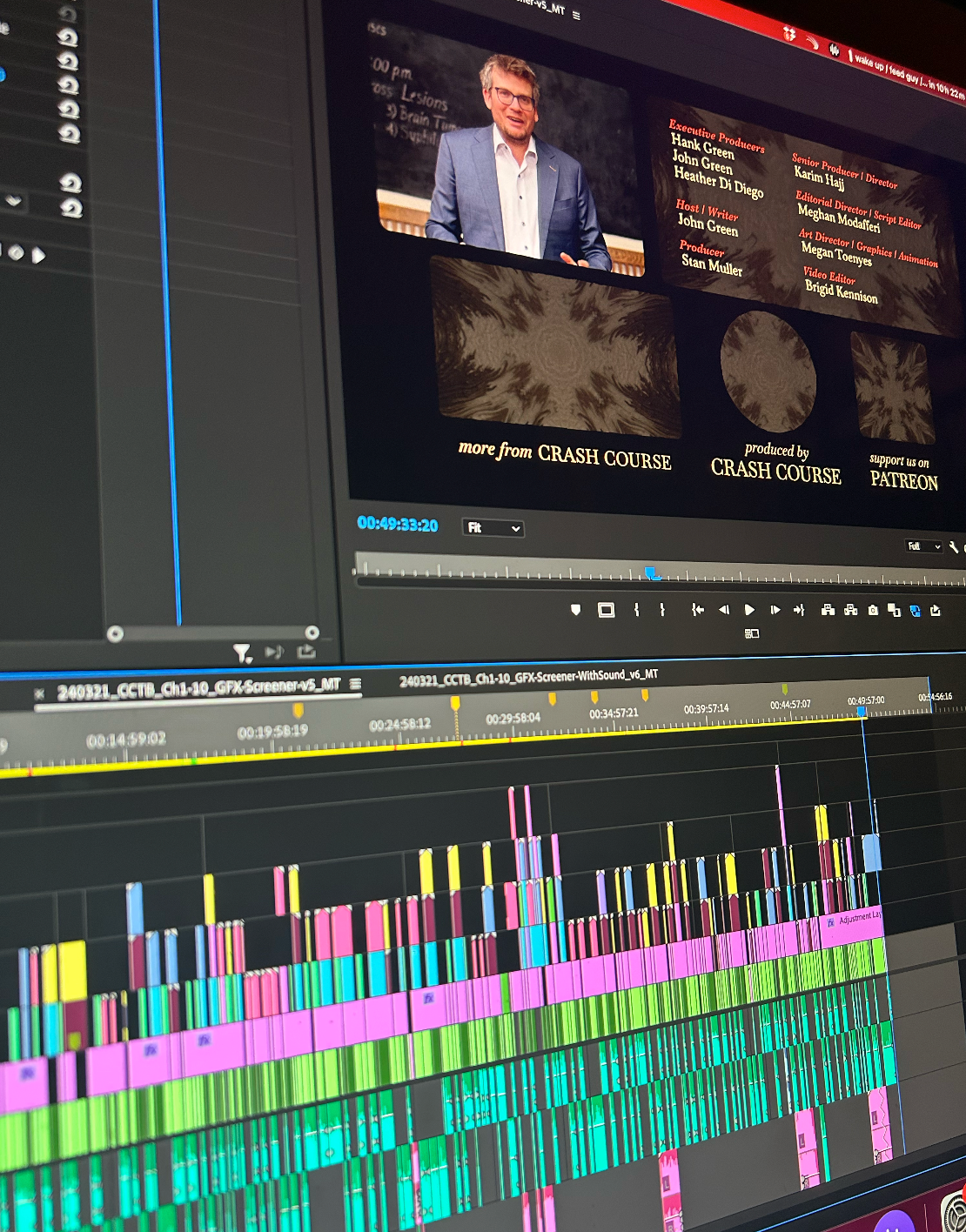 Documenting the final Premiere Pro sequence