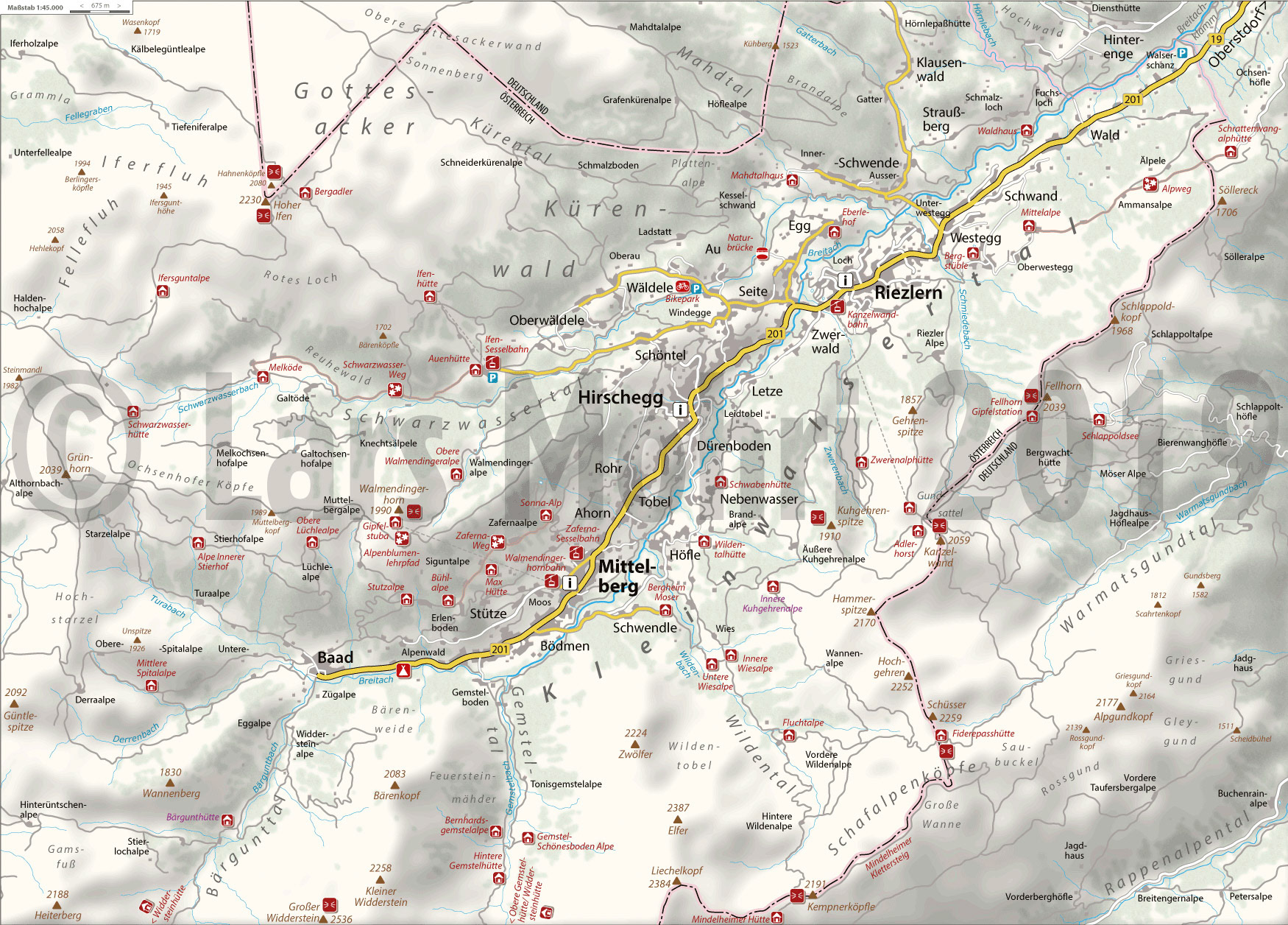 Übersichtskarte Kleinwalsertal