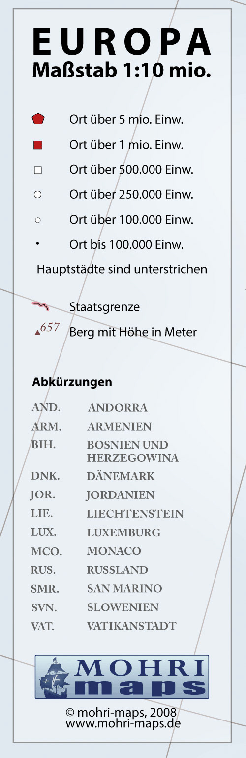Karte Europa - Legende