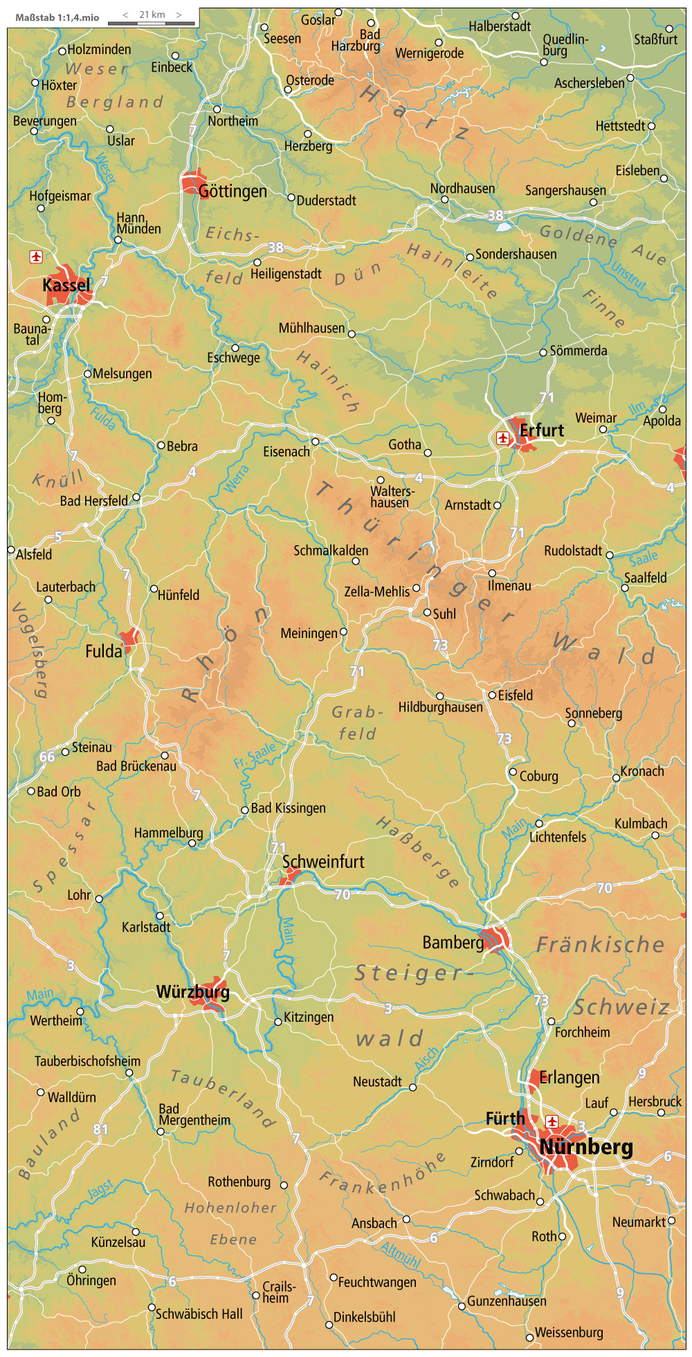 Übersichtskarte Thüringen & Bayern