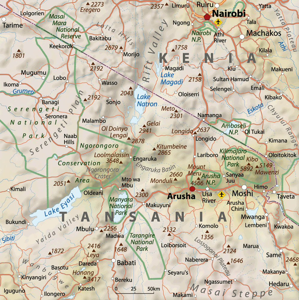 Übersichtskarte Tansania & Kenia