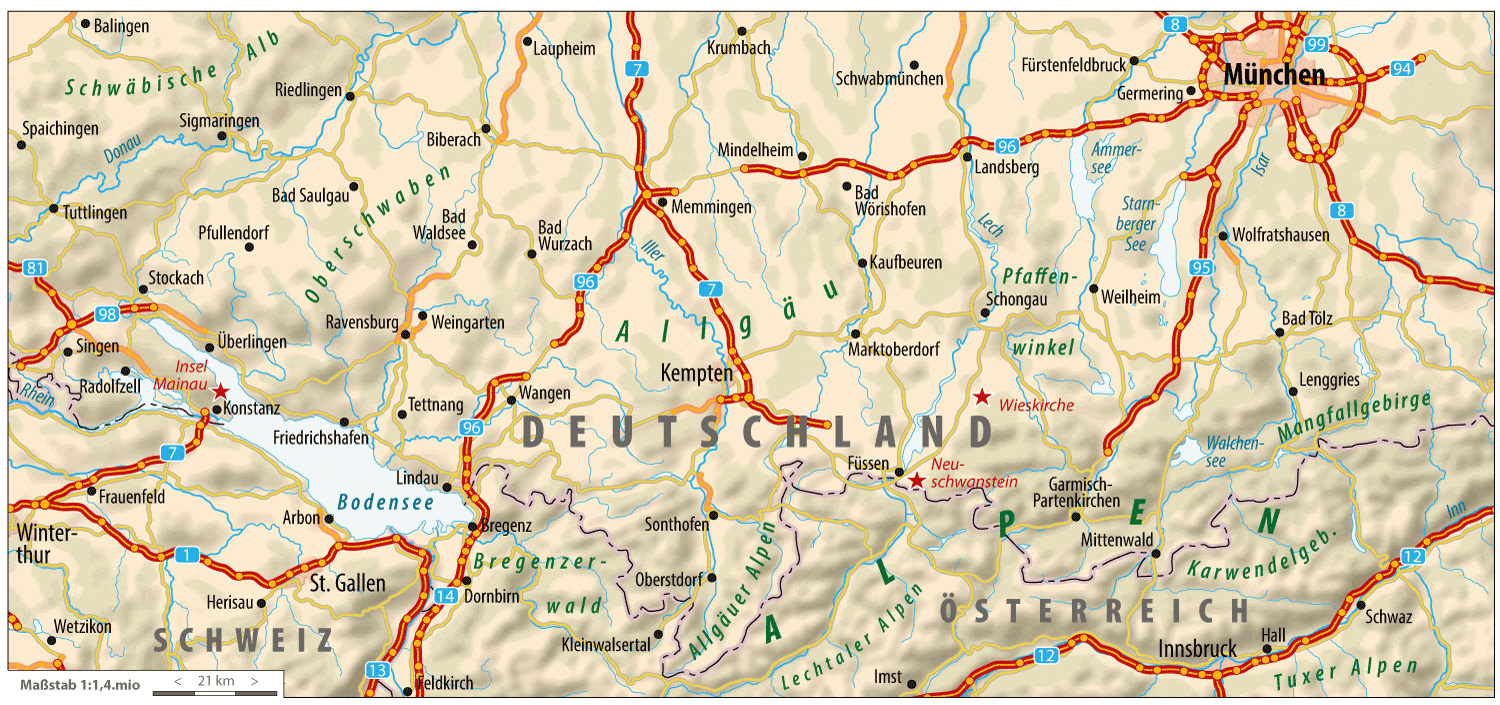 Übersichtskarte Thüringen & Bayern