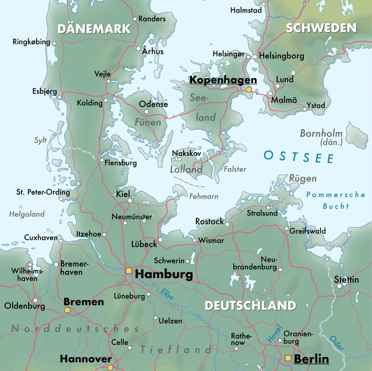 Übersichtskarte Dänemark