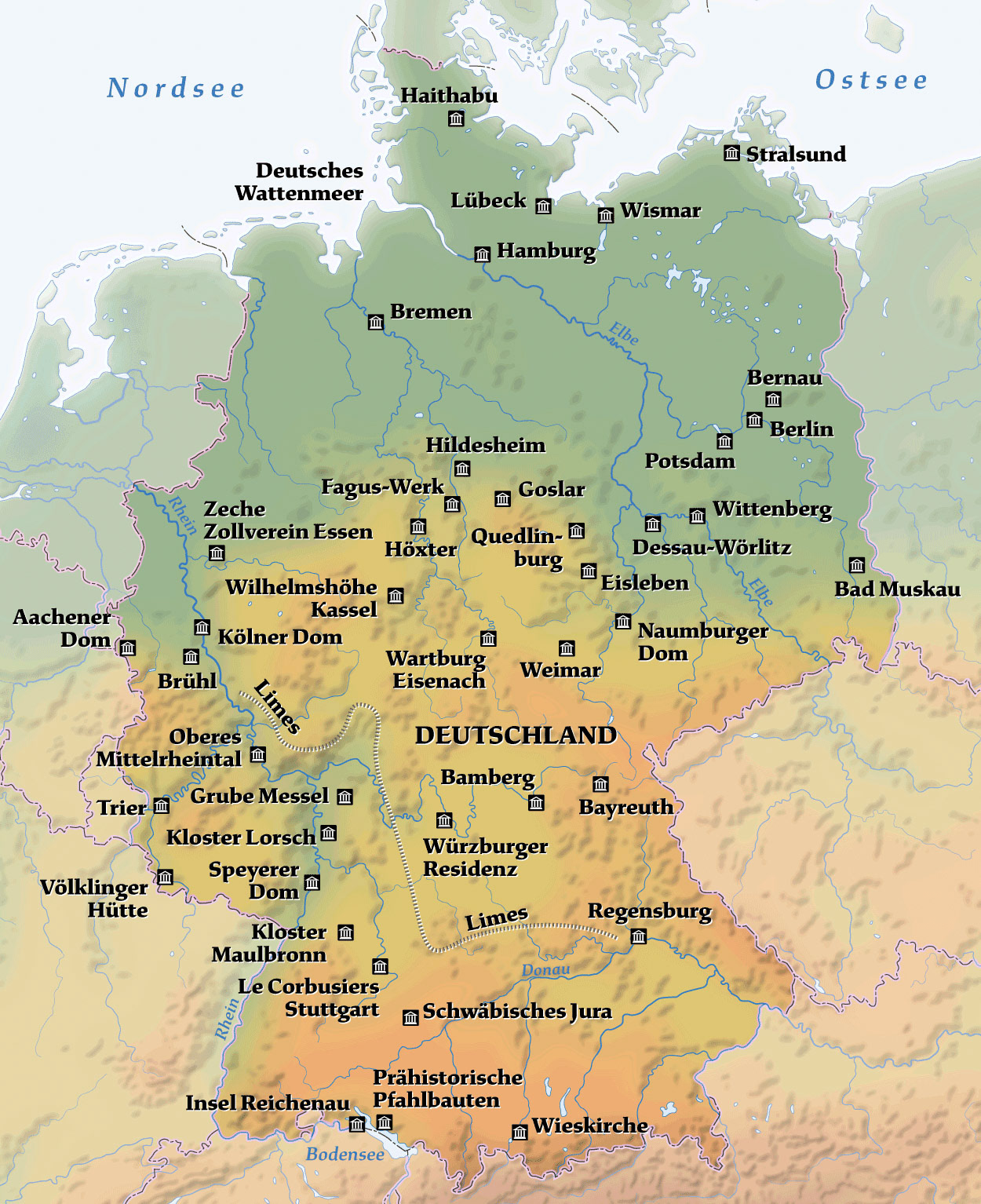 Thematische Karte Unesco Erbe Deutschland