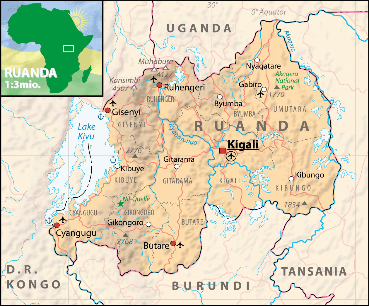 Übersichtskarte Ruanda