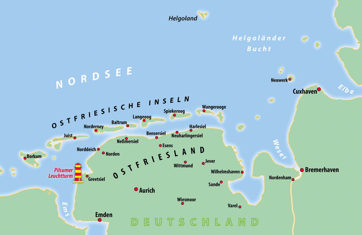 Standortkarte Pilsumer Leuchtturm Ostrfriesland