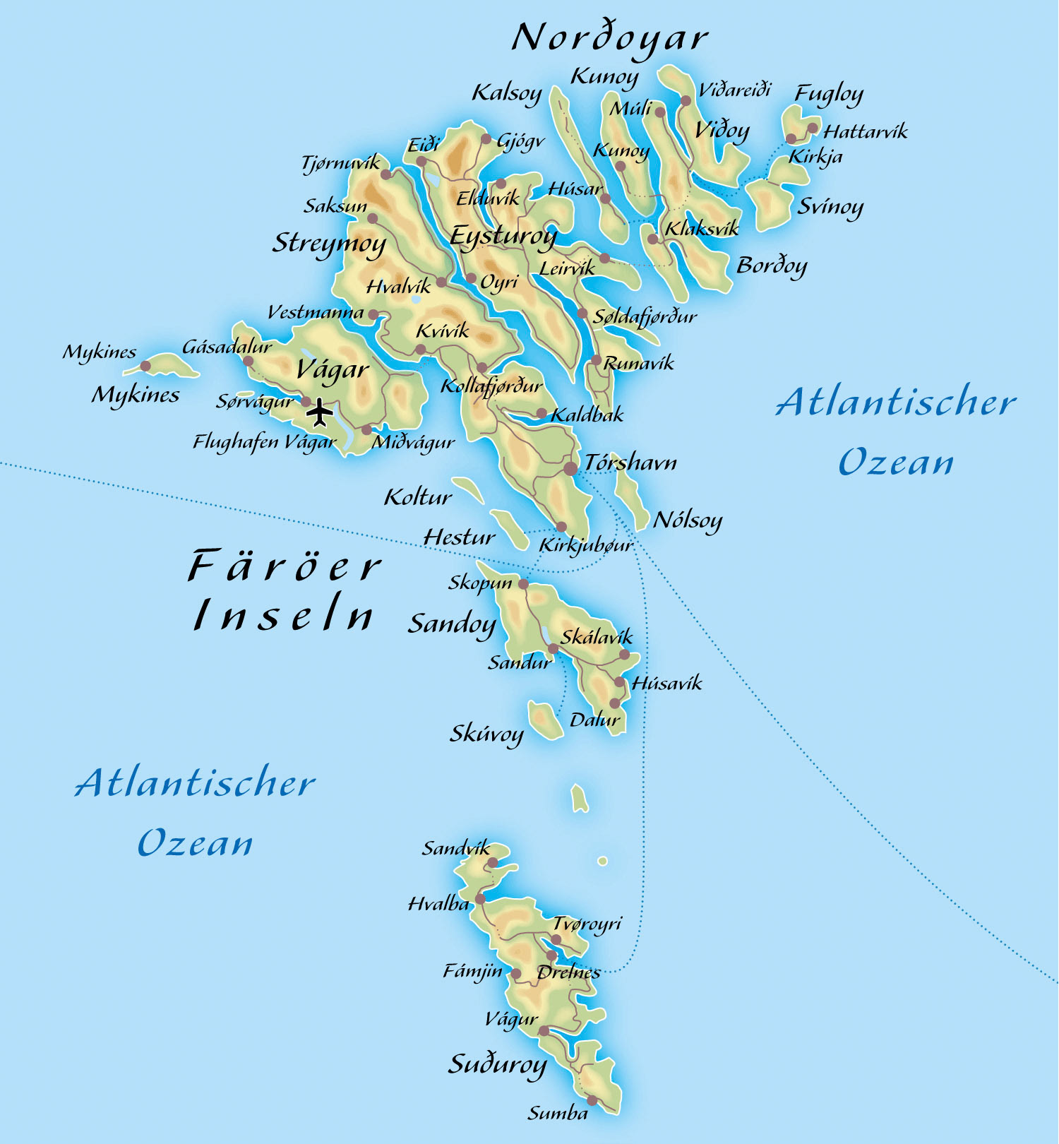 Übersichtskarte Färöer Inseln