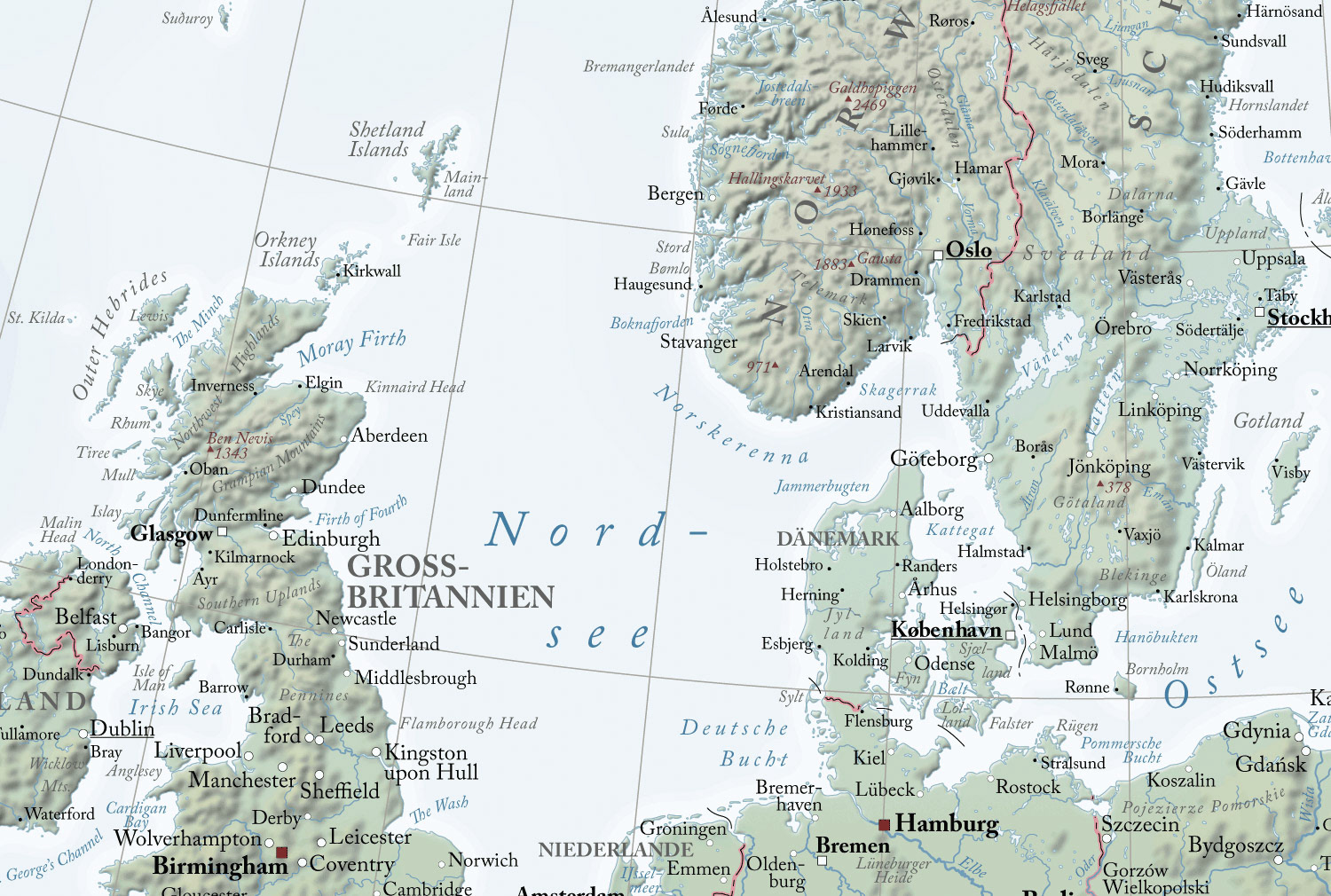 Karte Europa - Nordsee