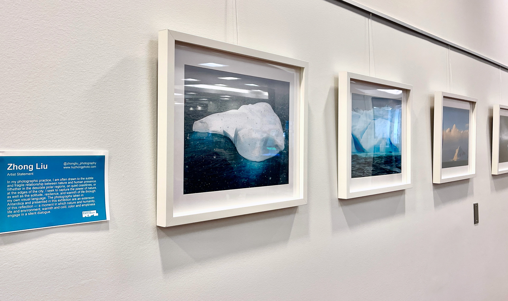 Zhong Liu’s photographic exhibition Impressions of Antarctica is on view at Richmond Public Library throughout October 2026.