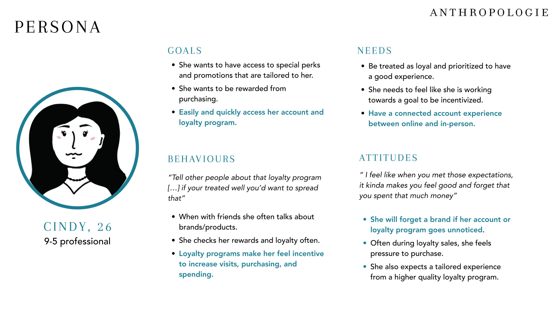 User Persona based on the interview data gathered