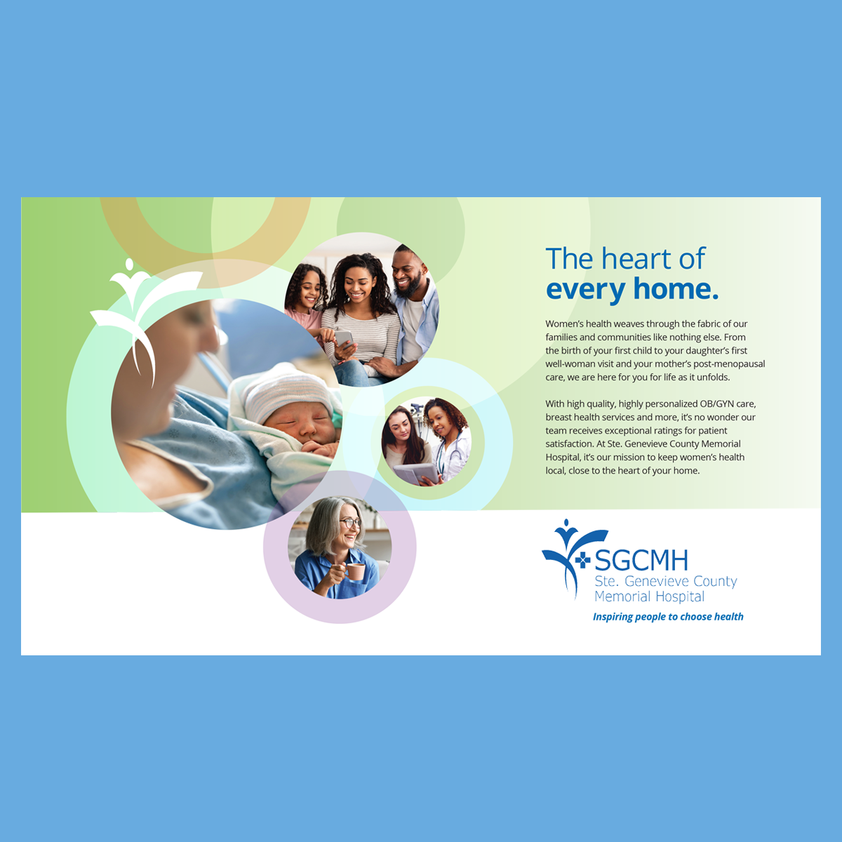 Guided the creative vision for the Ste. Genevieve brand, using this mood board to establish a fresh and elegant look. The circle design seamlessly integrates the diverse aspects of a woman's health journey into one cohesive identity.