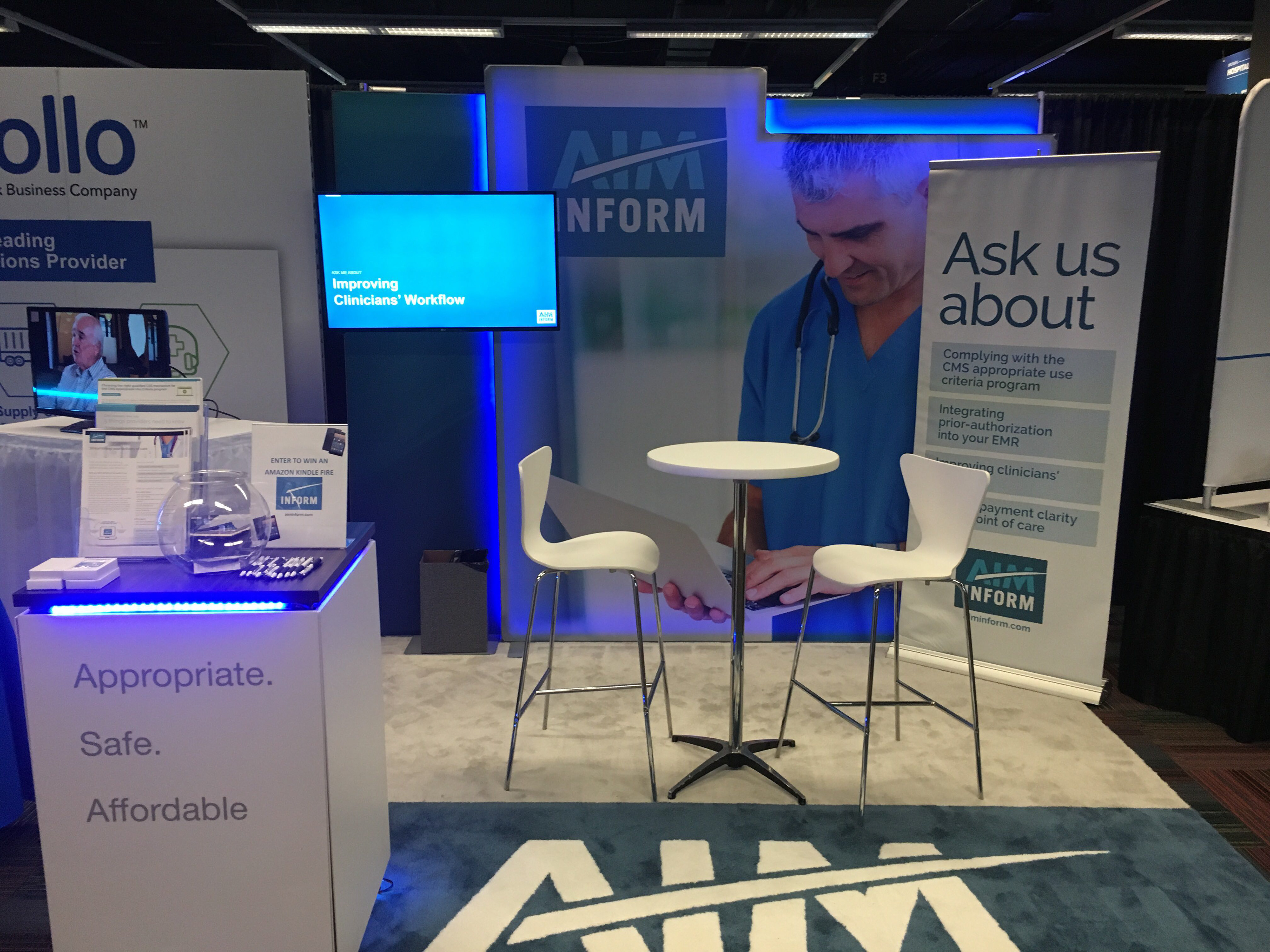Designed, managed, and executed all visual assets for a 10x10 trade show booth at AIM Inform, collaborating directly with the exhibit house. This included conceptualizing and producing all booth panels, video content, and printed collateral to create a cohesive brand experience.