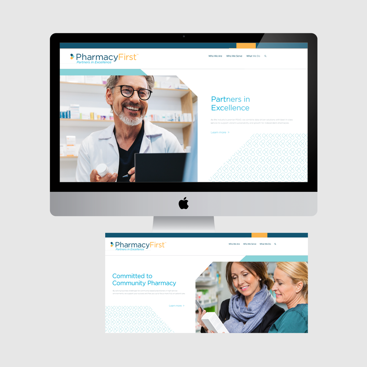 As part of my work with Onspire Health Marketing, I collaborated with the design manager for our client, Pharmacy First, to produce moodboards and the new Pharmacy First website design. 