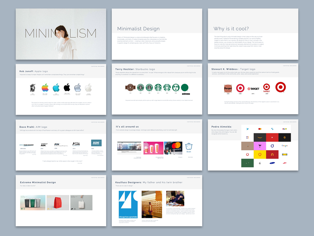 Lead the design for the Creative Forum Presentation on Minimalism Design for Elevance Health