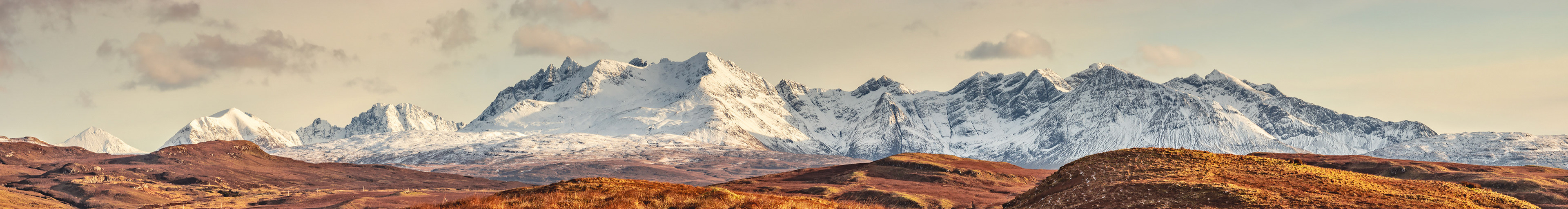Snow dusted Cuillin mountains