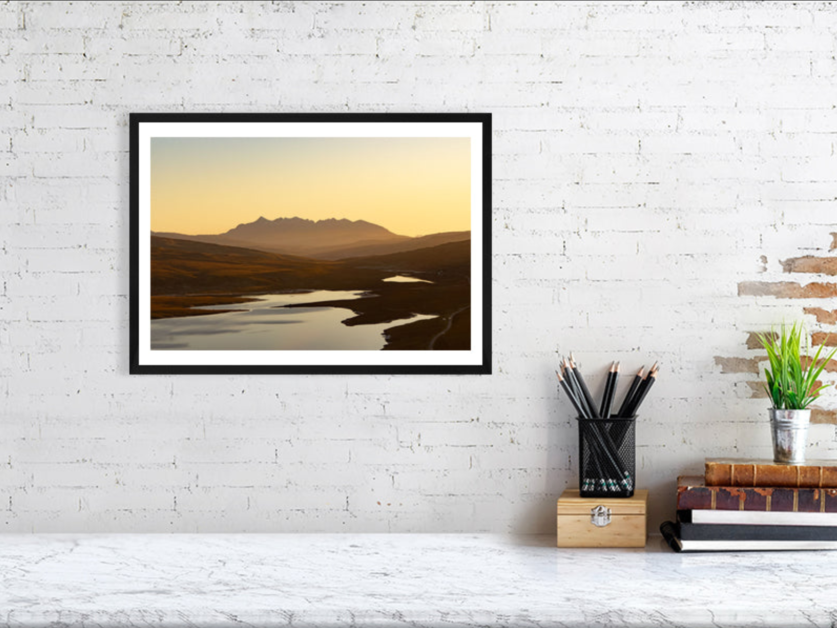 Black Framed A3 Print of the Cuillin Mountains