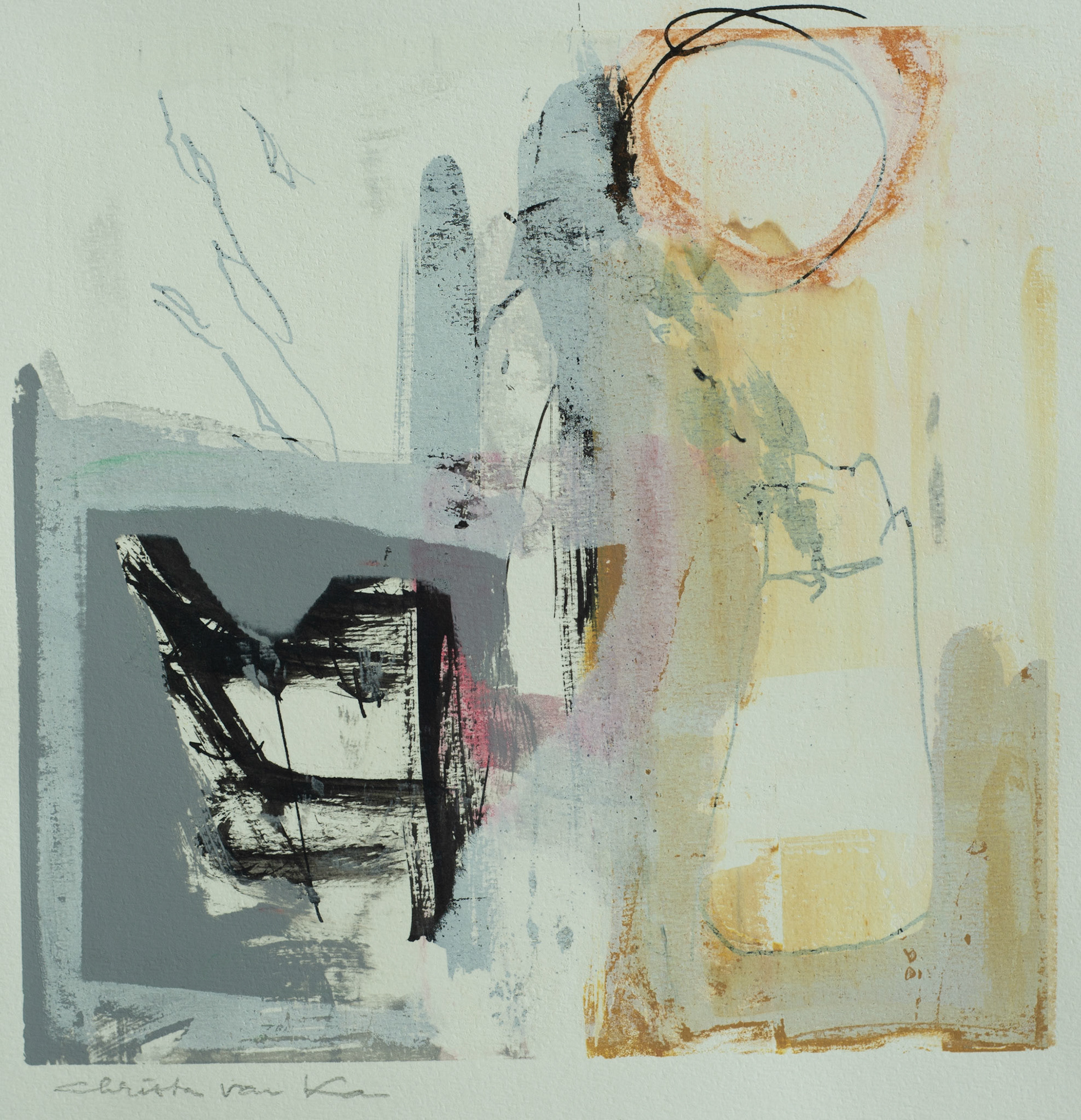 Raam | zeefdruk en inkt | 20 x 20  | € 175