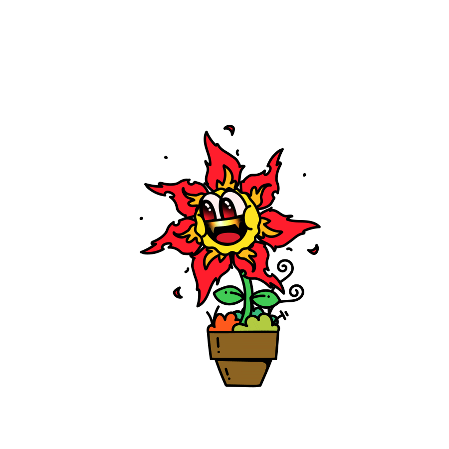 Looping 2D animation of a fire flower by Bruno Machado (Brunothecloud), animazione 2D
