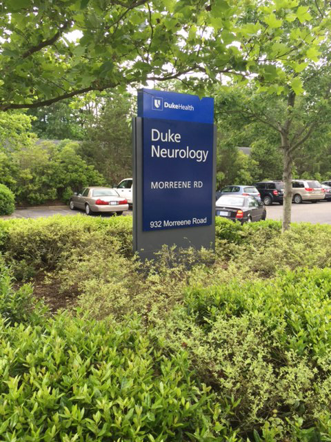 Aluminum monolith with reflective vinyl graphics • Duke Neurology • 932 Morreene Rd • Durham, NC