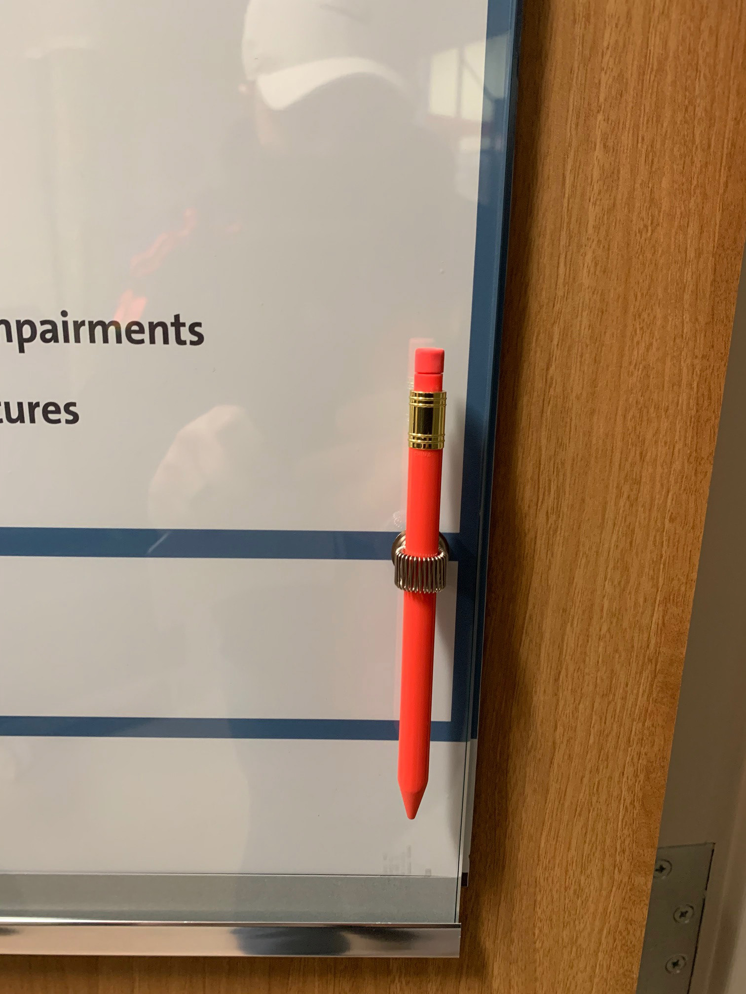 Glass Marker Board (close-up of attached pen), Patient Room • Duke University Hospital • Durham, NC