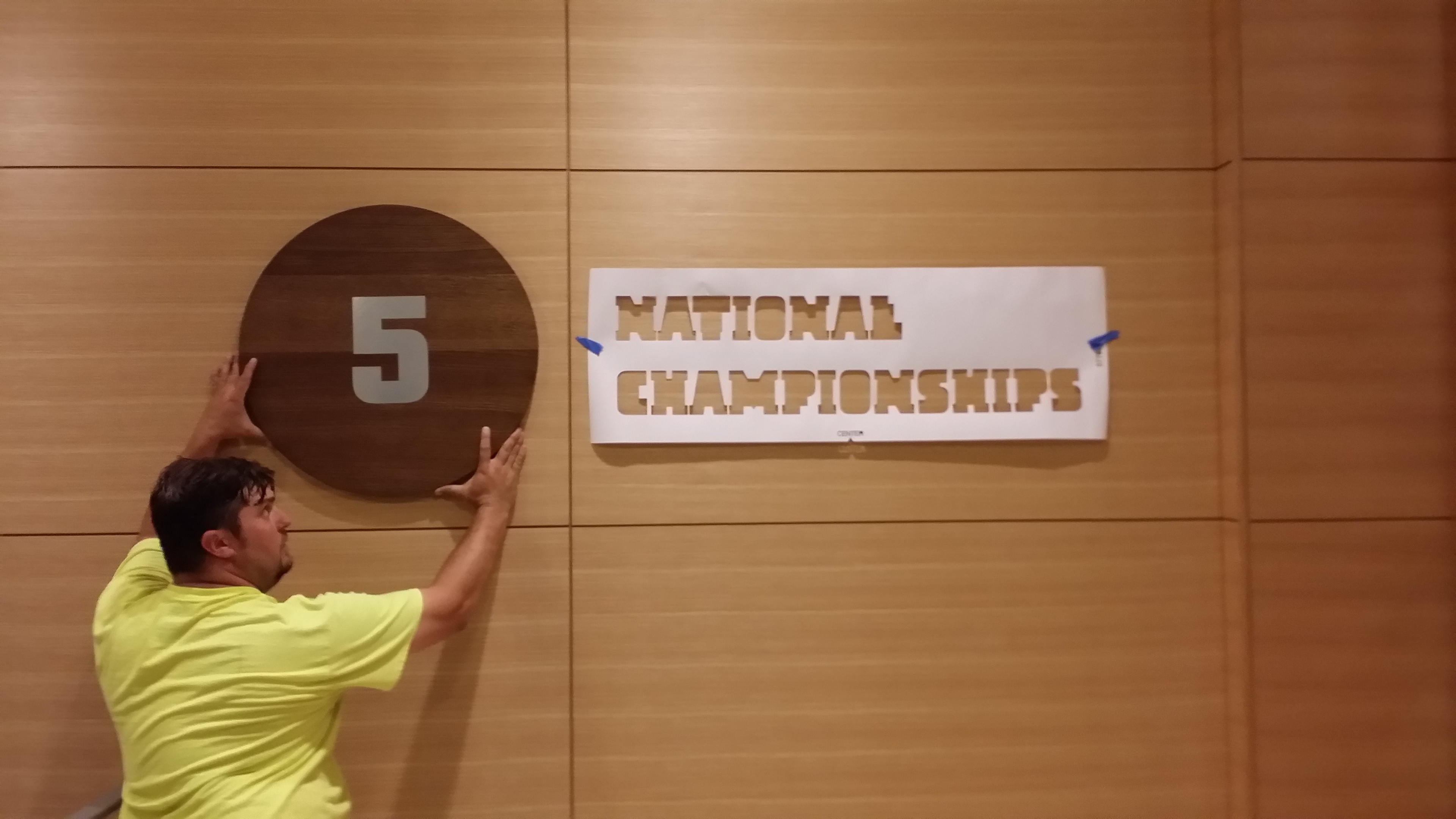 Installation of Dimensional Letters & Number Discs • Duke Champions Club • Duke University