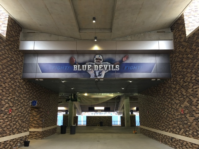 Duke Blue Devils Football exterior wall graphic • Wallace Wade Stadium • Durham, NC