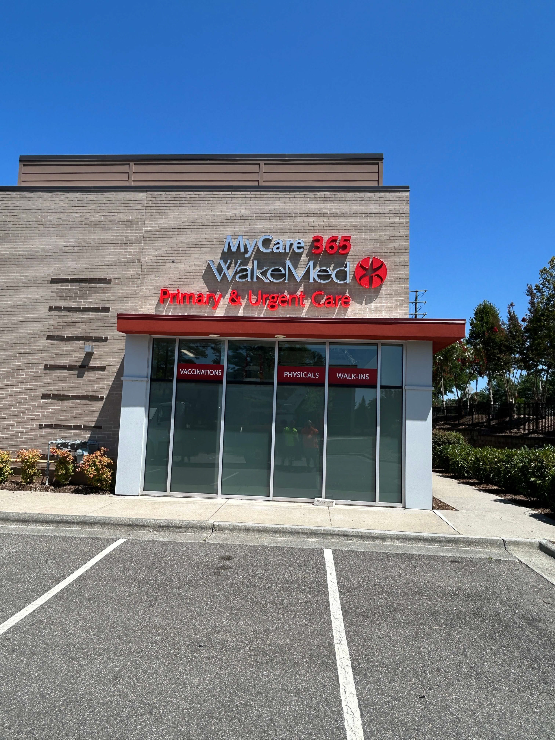 Fabricated aluminum channel logo (illuminated), vinyl window bands and window privacy film • 9648 Chapel Hill Rd, Morrisville, NC