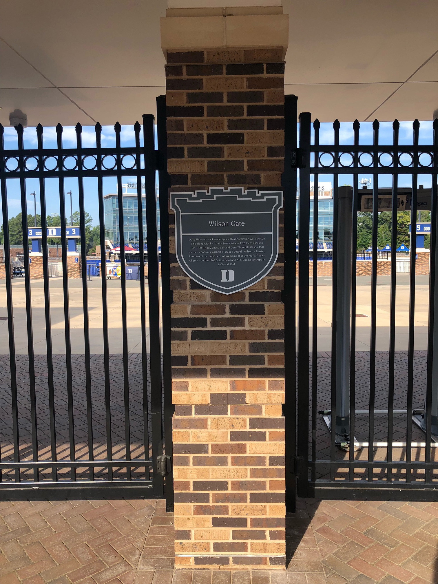 Duke Football • Exterior Donor Plaque (Wilson Gate) • Milled Aluminum