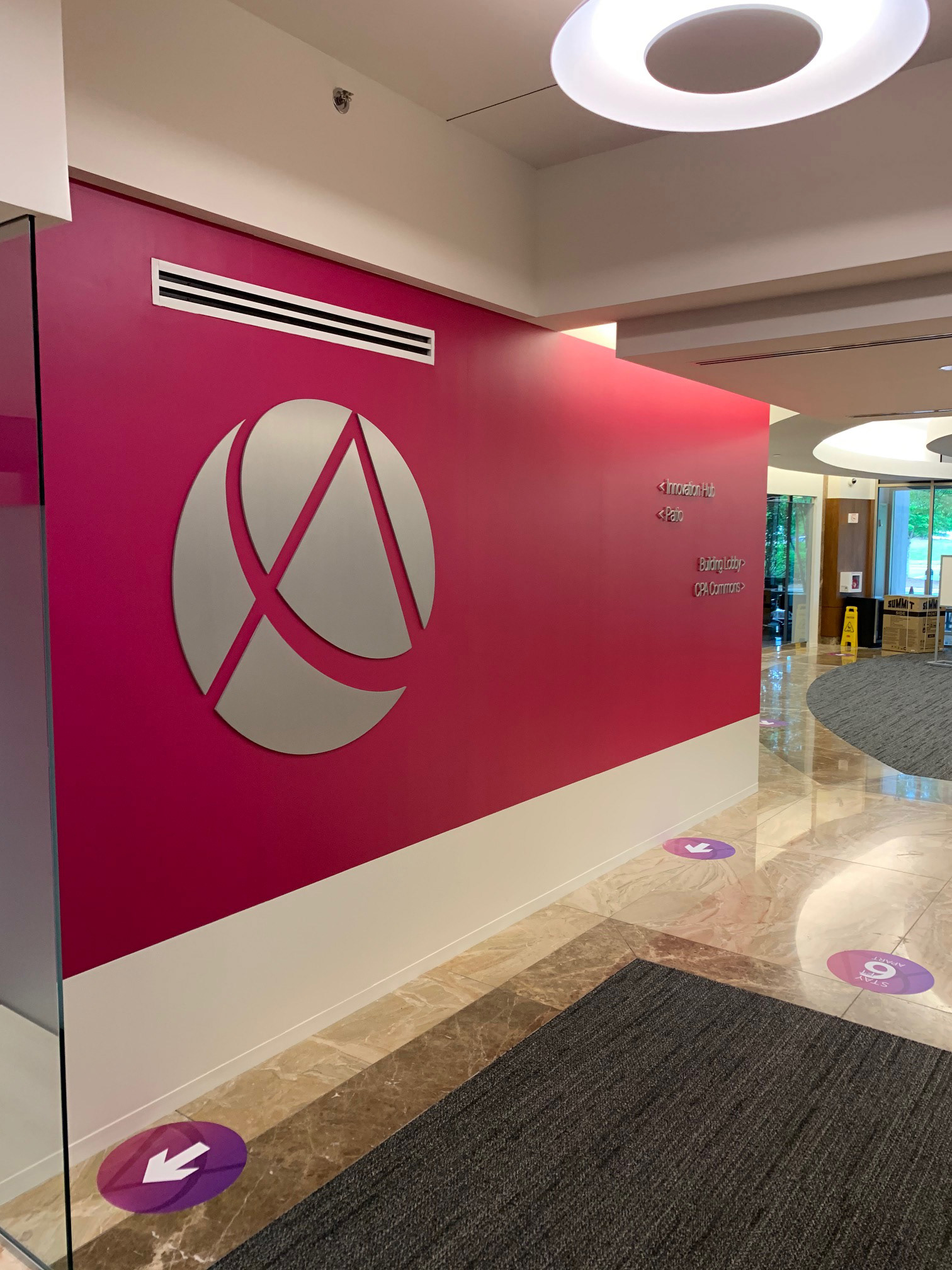 AICPA Lobby Branding Wall (Full View, Including Logo and Directional Text) • Durham, NC