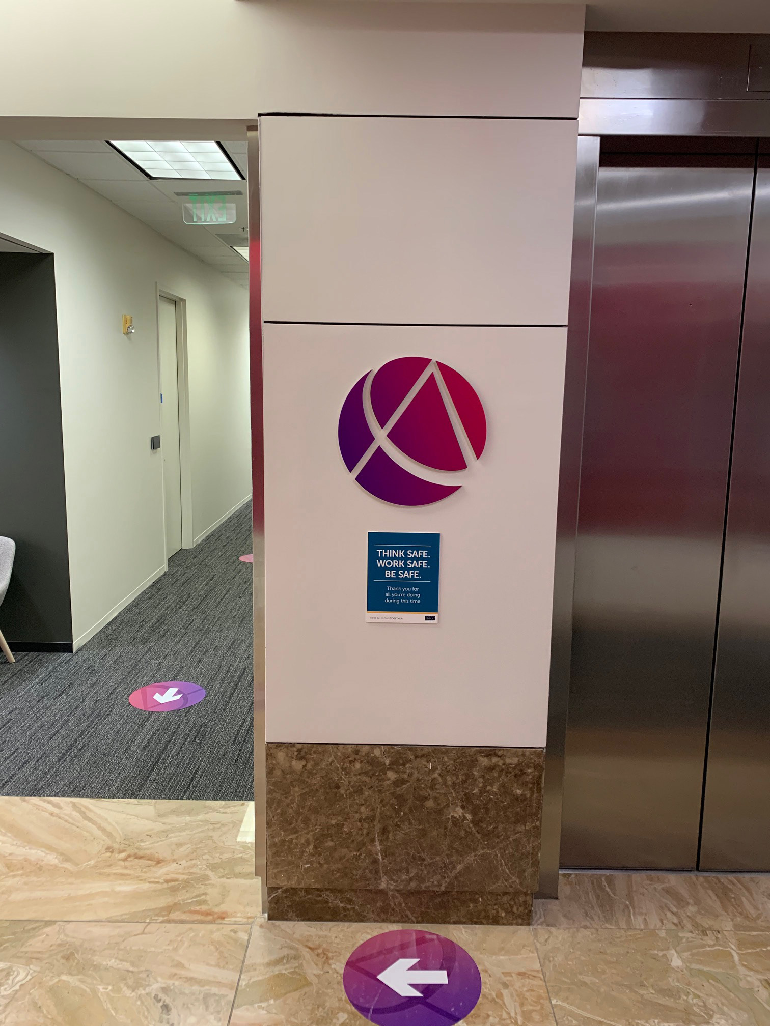 AICPA Elevator Wall Logo 1 • Cut Aluminum w/ Digital Print Gradient Overlay • Durham, NC