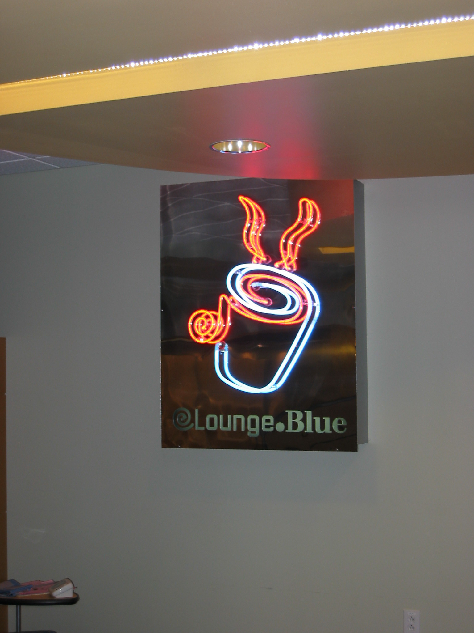 Neon Logo with Routed Text • eLounge @ BCBSNC Headquarters