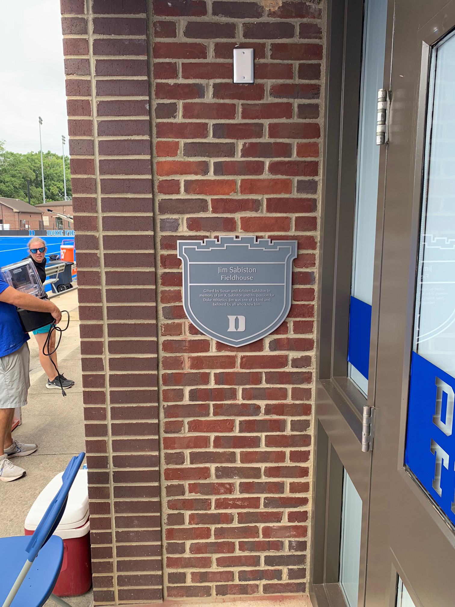 Duke Field Hockey • Jim Sabiston Fieldhouse exterior plaque • Milled Aluminum • Duke University • Durham, NC