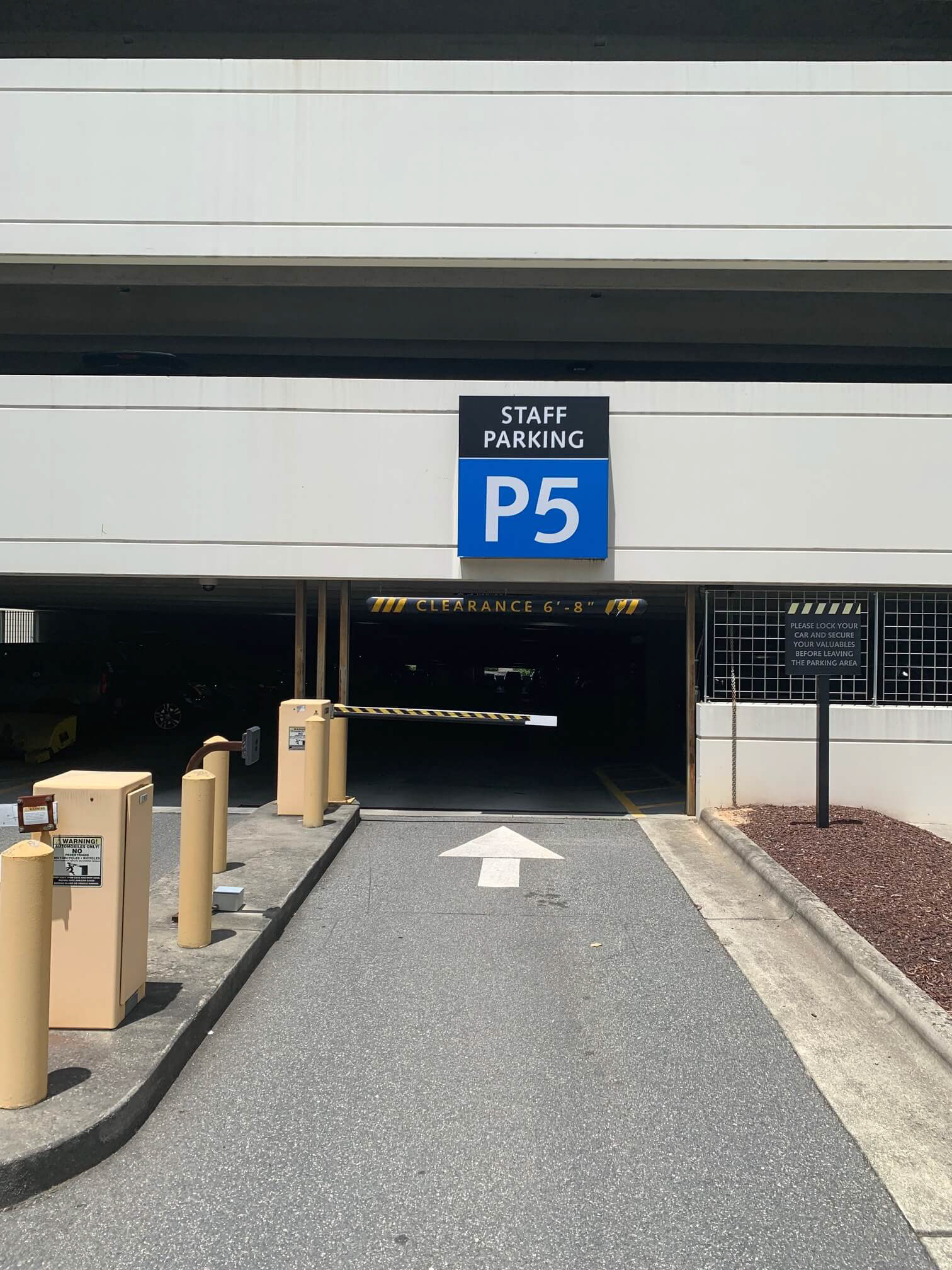 Parking deck ID • fabricated aluminum cabinet with translucent vinyl graphic face, internally illuminated • WakeMed Raleigh Campus • Raleigh, NC