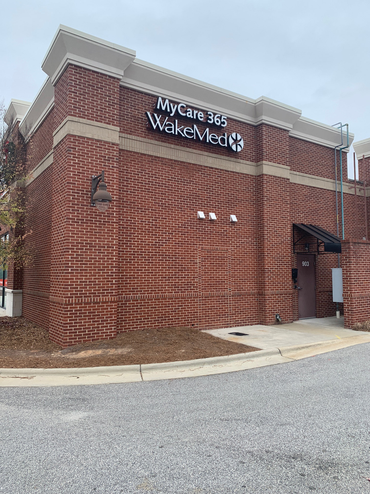 Waterjet-Cut Aluminum Raceway Logo (Rear Elevation) • Channel-Illuminated Logo and Letters • WakeMed MyCare 365 Hope Valley Commons • Durham, NC