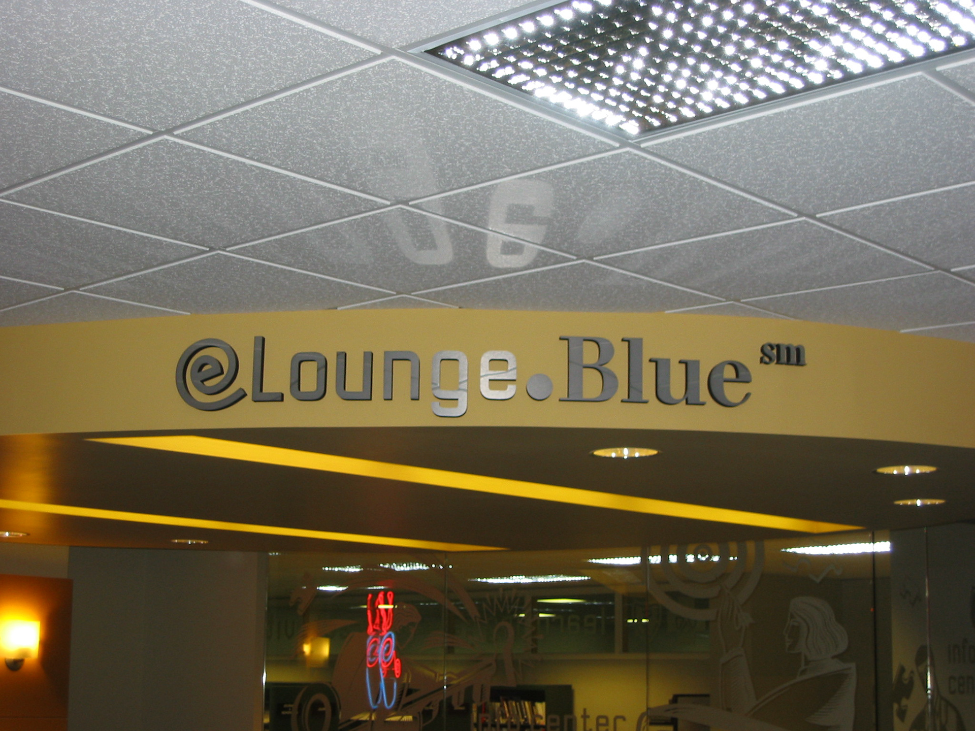 Foam-Backed Mica Soffit Letters • eLounge @ BCBSNC Headquarters